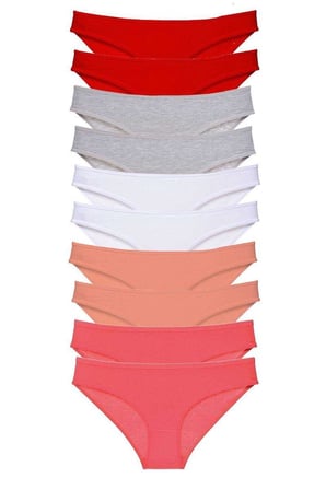 Love Atelier 10 adet Süper Eko Set Likralı Kadın Slip Külot Kırmızı Gri Beyaz Pudra Fuşya