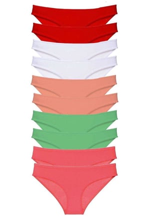 Love Atelier 10 adet Süper Eko Set Likralı Kadın Slip Külot Kırmızı Beyaz Pudra Yeşil Fuşya