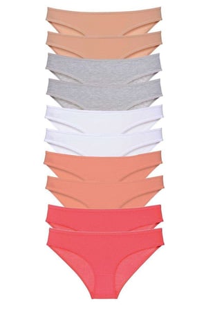 Love Atelier 10 adet Süper Eko Set Likralı Kadın Slip Külot Ten Gri Beyaz Pudra Fuşya