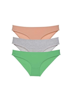 Love Atelier 3 adet Eko Set Likralı Kadın Slip Külot Ten Gri Yeşil