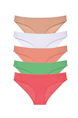 Love Atelier 5 adet Süper Eko Set Likralı Kadın Slip Külot Ten Beyaz Pudra Yeşil Fuşya