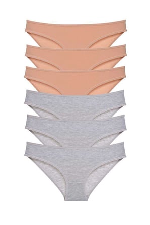 Love Atelier 6 adet Süper Eko Set Likralı Kadın Slip Külot Ten Gri