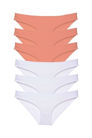 Love Atelier 6 adet Eko Set Likralı Kadın Slip Külot Pudra Beyaz
