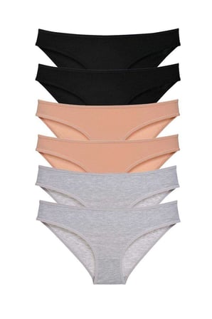 Love Atelier 6 adet Süper Eko Set Likralı Kadın Slip Külot Siyah Ten Gri