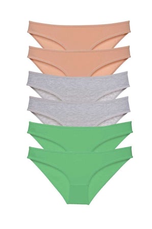 Love Atelier 6 adet Süper Eko Set Likralı Kadın Slip Külot Ten Gri Yeşil