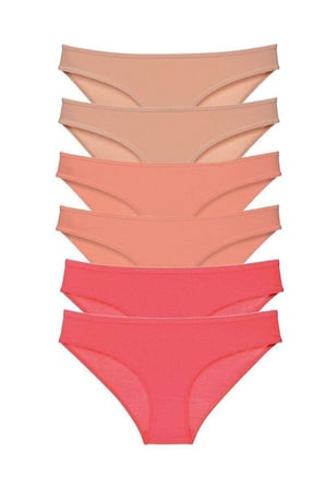 Love Atelier 6 adet Süper Eko Set Likralı Kadın Slip Külot Ten Pudra Fuşya