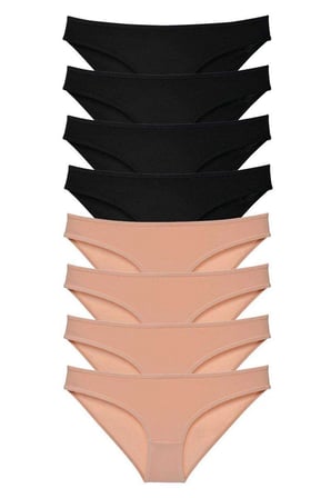 Love Atelier 8 adet Süper Eko Set Likralı Kadın Slip Külot Siyah Ten