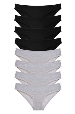 Love Atelier 8 adet Süper Eko Set Likralı Kadın Slip Külot Siyah Gri