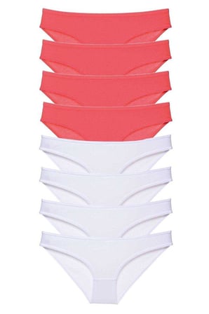 Love Atelier 8 adet Eko Set Likralı Kadın Slip Külot Fuşya Beyaz