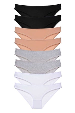 Love Atelier 8 adet Süper Eko Set Likralı Kadın Slip Külot Siyah Ten Gri Beyaz