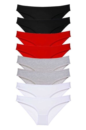 Love Atelier 8 adet Süper Eko Set Likralı Kadın Slip Külot Siyah Kırmızı Gri Beyaz