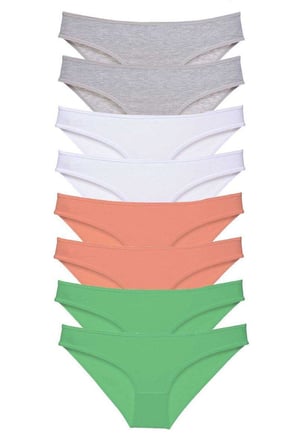 Love Atelier 8 adet Süper Eko Set Likralı Kadın Slip Külot Gri Beyaz Pudra Yeşil