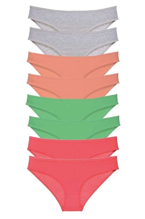 Love Atelier 8 adet Süper Eko Set Likralı Kadın Slip Külot Gri Pudra Yeşil Fuşya