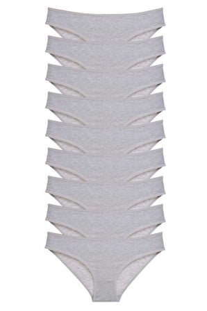 Love Atelier 9 adet Süper Eko Set Likralı Kadın Slip Külot Gri