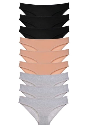 Love Atelier 9 adet Süper Eko Set Likralı Kadın Slip Külot Siyah Ten Gri