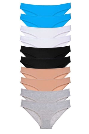 Love Atelier 10 adet Süper Eko Set Likralı Kadın Slip Siyah Ten Gri Beyaz Mavi