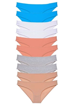 Love Atelier 10 adet Süper Eko Set Likralı Kadın Slip Ten Gri Beyaz Pudra Mavi