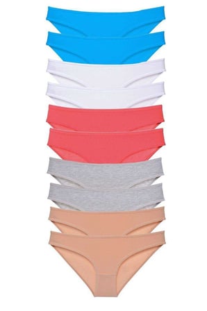 Love Atelier 10 adet Süper Eko Set Likralı Kadın Slip Ten Gri Beyaz Fuşya Mavi