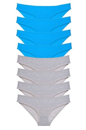 Love Atelier 8 adet Eko Set Likralı Kadın Slip Külot Gri ve Mavi