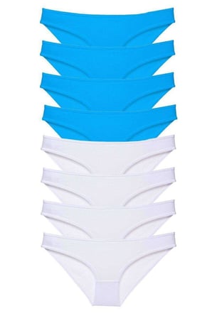 Love Atelier 8 adet Süper Eko Set Likralı Kadın Slip Külot Beyaz ve Mavi