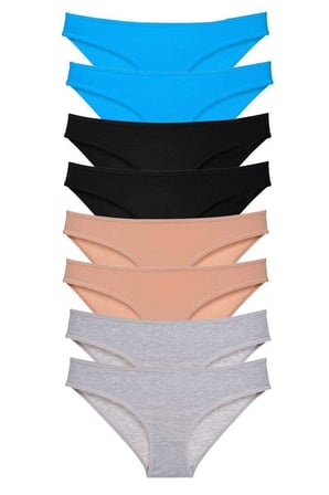 Love Atelier 8 adet Süper Eko Set Likralı Kadın Slip Külot Siyah Ten Gri Mavi