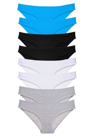 Love Atelier 8 adet Süper Eko Set Likralı Kadın Slip Külot Siyah Gri Beyaz Mavi