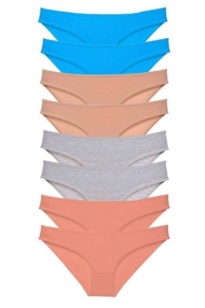 Love Atelier 8 adet Süper Eko Set Likralı Kadın Slip Külot Ten Gri Pudra Mavi