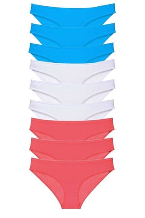 Love Atelier 9 adet Süper Eko Set Likralı Kadın Slip Külot Fuşya Beyaz Mavi