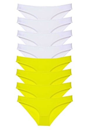 Love Atelier 8 adet Süper Eko Set Likralı Kadın Slip Külot Sarı Beyaz