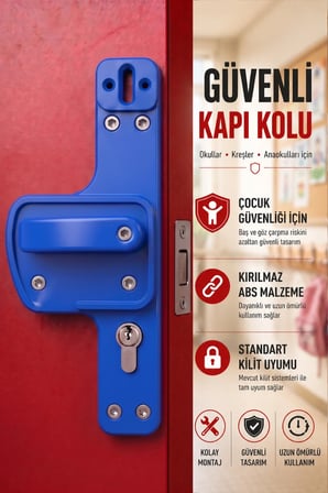Bariyerli Kapı Kolu | Çocuk Güvenlikli | Okul, Kreş ve Eğitim Alanlarına Uygun 10 ADET | Kırılmaz