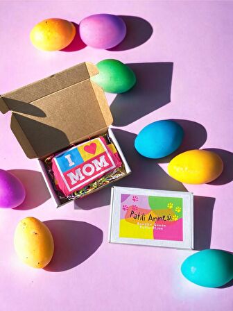Hediye Paketli, Anneler Günü, I Love Mom Pink,Oval Yaka Tişört Köpek Kıyafeti,Elbisesi Anneler Günü, Anneye, Anne 