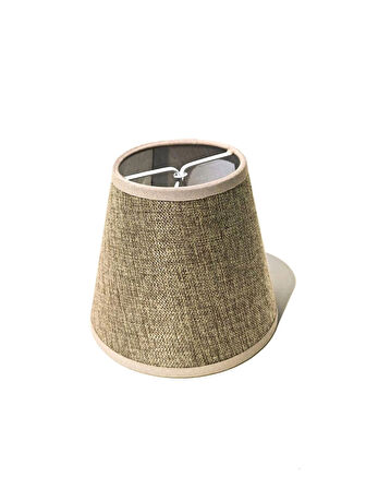 Mini Boy Maşalı Avize Abajur Başlığı – Mum Ampul Üstüne Takılır, 14 cm Alt Çap, 12 cm Yükseklik (Vizon)