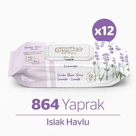 Giggles Lavanta Kokulu Islak Havlu 72'li 12 Paket 864 Mendil 