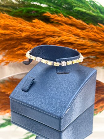 925 Ayar Gümüş Sitrin Taşlı Baget Modeli Zarif Kadın Bileklik