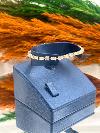 925 Ayar Gümüş Sitrin Taşlı Baget Modeli Zarif Kadın Bileklik