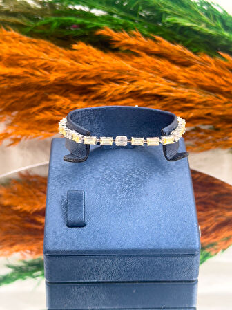 925 Ayar Gümüş Sitrin Taşlı Baget Modeli Zarif Kadın Bileklik