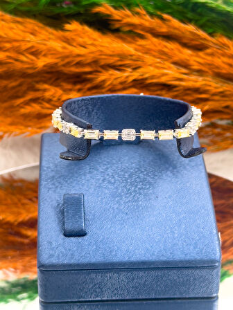 925 Ayar Gümüş Sitrin Taşlı Baget Modeli Zarif Kadın Bileklik