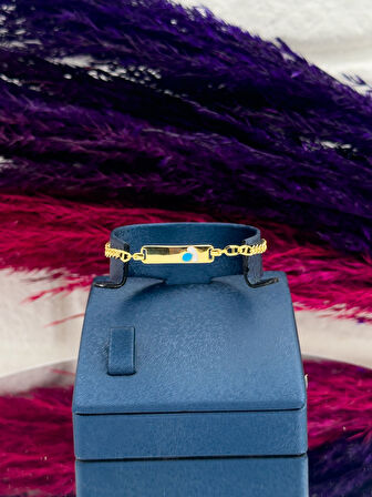 925 Ayar Gümüş Gold Renk İsim Yazılabilir Kız & Erkek Bebek Künye – Kişiye Özel Gümüş Çocuk Bileklik