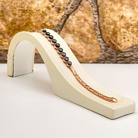 Rosegold Elmas Montür Su Yolu Gümüş Bileklik