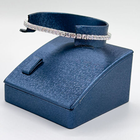 Pırlanta Montür Su Yolu Gümüş Bileklik - 3MM