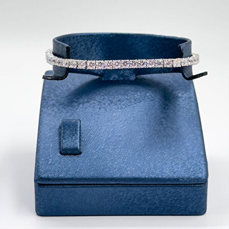 Pırlanta Montür Su Yolu Gümüş Bileklik - 3MM