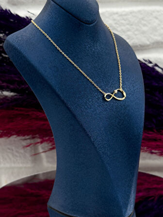 925 Ayar Gümüş Gold Renk Sonsuzluk Modeli Zarif Kadın Kolye