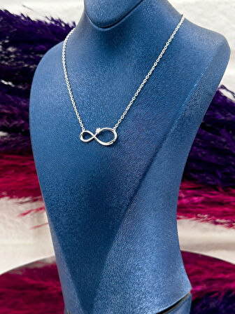 925 Ayar Gümüş Zirkon Taşlı Sonsuzluk Modeli Zarif Kadın Kolye