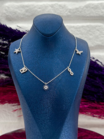 925 Ayar Gümüş Damla Taşlı Özel Tasarım Popüler Kadın Kolye