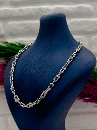 925 Ayar Gümüş Özel Üretim Ataş Modeli Spor Zarif Kadın Kolye