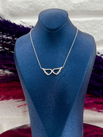 925 Ayar Gümüş Melek Kanadı Modeli Lüks Kadın Kolye