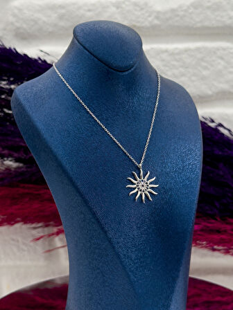 925 Ayar Gümüş Nazar Boncuklu Güneş Modeli Lüks Kadın Kolye