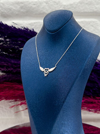 925 Ayar Gümüş Melek Kanadı Aşk Modeli Trend Kadın Kolye