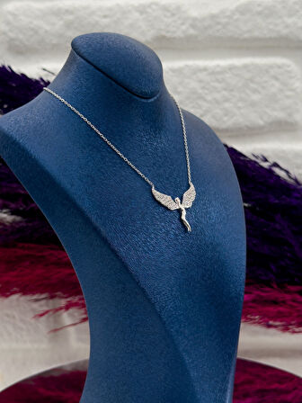 925 Ayar Gümüş Zirkon Taşlı Melek Modeli Popüler Kadın Kolye