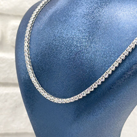 Su Yolu Pırlanta Montür Gümüş Gerdanlık - 3,5MM